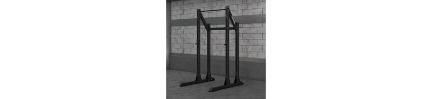 Power rack cage en acier revêtement noir pour exercices de traction et de squats