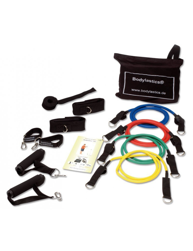 Kit de 4 élastiques avec accessoires pour entraînement de fitness en homegym